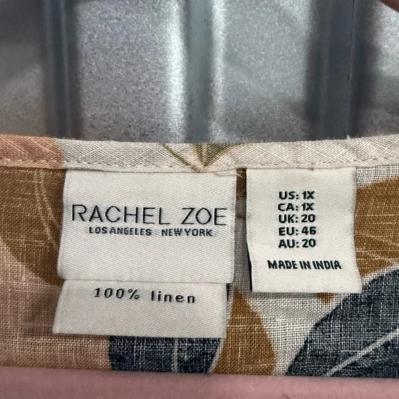 Rachel Zoe Women's S/S 100% Linen Floral Shirt Top sz 1X - Picture 7 of 10